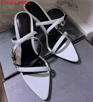 Модни дамски обувки с метален интериор Дизайн на сандали на високи токчета 2021 Лято Златен замък Каишка на глезена Сандали-гладиатори Обувки за Дамски партита