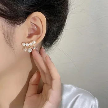  Модни Луксозни Кубичен Циркон Пискюл Перлени Обеци-маншет за ушите на жените в корейски стил Нежни Нови Бижута 2021 на Едро
