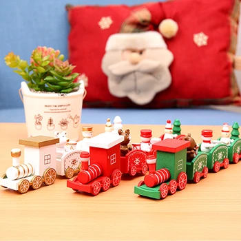  Навидад Коледен Дървен Влак Коледни Подаръци, Коледна Украса за Дома Коледни Подаръци за 2021 година Коледна украса Натал