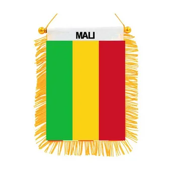 Национален Флаг На Мали Мини Двустранен Печатни Висококачествен Полиестер, Виси На Националния Флаг, Украса На Автомобил, Банер Домашен Интериор