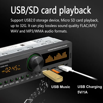  Нов SWM-80A 1DIN Радиото в автомобила 12 В Източника на звука на Запис Място за паркиране Мултимедиен Музикален MP3 плейър AUX/USB/FM Стерео Приемането