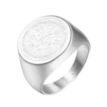  Нов компас с кръгла глава в стил пънк от неръждаема стомана, отливки от титанов стомана, мъжки пръстен, широчината на пръстена 20 мм, не предизвиква алергии и не избледнява