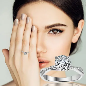  Нов Модерен дизайн на годежен пръстен с кристали Гореща Разпродажба Пръстени за жени AAA Бял Циркон Кубичен елегантни Дамски пръстени сватбени декорации