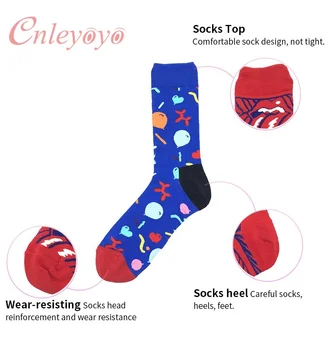  Нов Стил Средни Чорапи Любителите на Анимационни Геометрични Червени Модерен Ретро-мъжки Цветни Чорапи