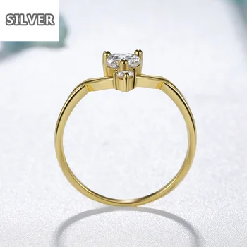  Нова Мода Оригинален пръстен от сребро 925 проба Златен Цвят с кубическим Цирконием Короната на Годежни пръстени за жени, индивидуалност, стил на улицата