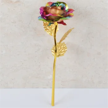  Нова Цвете Роза на Галактиката Подарък за влюбени за Свети Валентин Романтични Цветя С Любов в Основата на Творческа ярка златна роза без светлини