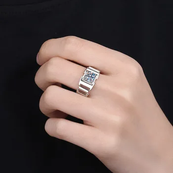  Нови мъжки бижута от сребро 925 проба 1 карата 6,5 мм VVS1 Пръстен със скъпоценния камък на Юбилейното Сватбена Естествена муассанитовое пръстен AAA