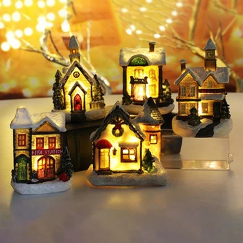  Осветление за направи си САМ Коледна Малка Къща от Смола Село Умален Модел Коледни led Светлини Къща Коледни Подаръци Декорация на Подаръци