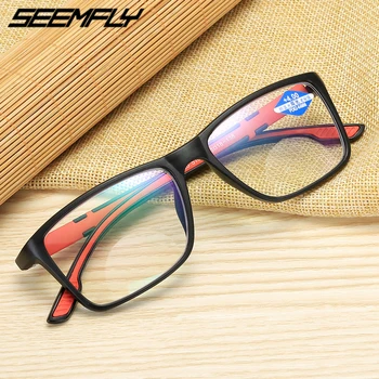  Очила за четене Seemfly Бифокални Анти-Син Лъч UV-защита на Дальнозоркие Очила Полнокадровые Мъжки Дамски Очила с Увеличение на Нова