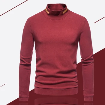  поло за мъже обикновен тънък еластичен ретро пуловер пуловер за мъже Пролет есен поло мъжко облекло