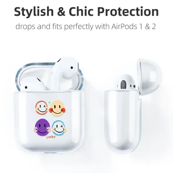  През цялата Калъф-усмивка за Airpods Pro Funda Мек силиконов Калъф за слушалки за Apple Airpod 1/2 Седалките за слушалки TPU Сладко Capa