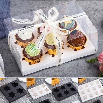  Прозрачна Кутия за Торта Черен Удобен Здрав Притежателя Кутии за торта Вечерни Аксесоари За Кифли Нови Защитни Кухненски Принадлежности