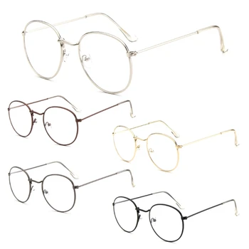 Реколта Мъжки Дамски Слънчеви Очила В Метални Рамки На Очила С Кръгли Очила С Прозрачни Лещи Оптични