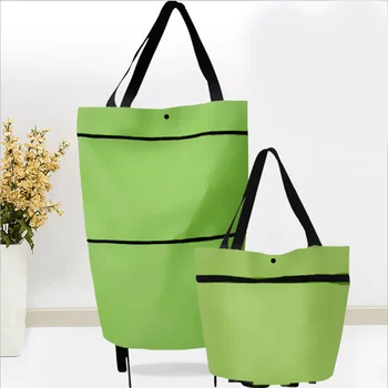  Сгъваема Чанта За пазаруване На малка количка с колела Ръчна тяга Телескопична Чанта За пазаруване в супермаркета и Многофункционална чанта