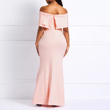  Секси вечерна рокля с открити рамене 2021 с волани За жени Дълга елегантна рокля Русалка Nikola Розово сладко в елегантна вечерна рокля Вечерна Рокля