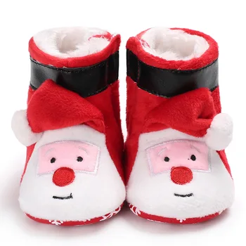  Сладки зимни памучни топли обувки за новородени подметка, Зимни детски обувки за момичета, мини Коледни обувки