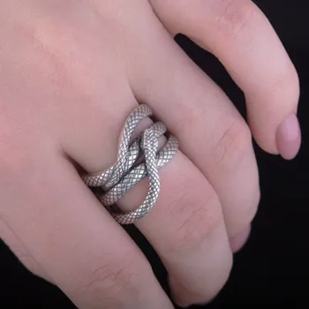  Твърдо Змия пръстен от сребро 925 проба Бижута в стил Пънк Унисекс Змеиные пръстени anillos mujer пръстен на носа