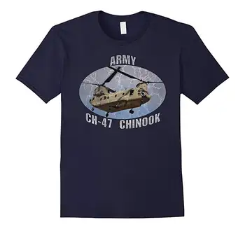  Тениска с транспортни хеликоптери на армията Ch 47 Chinook. Годишно в памучна мъжка тениска с къс ръкав и кръгло Деколте, Новата S-3XL