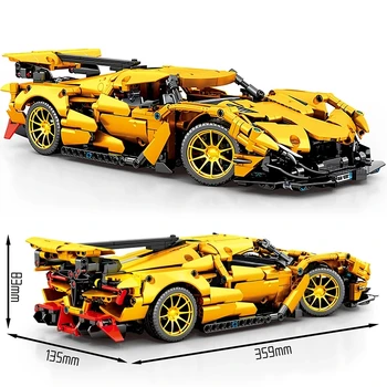  Технически Известни Видове Спорт Жълто Състезателни автомобили с дистанционно управление на Строителни Блокове Moc Суперскоростной Автомобил Тухли В Събирането на Играчки за момчета