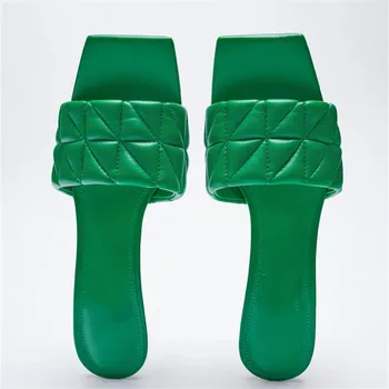  ТРАФИКА Za 2021 Зелени сандали на токчета за Дамски ватиран обувки на високи токове, с мек каишка Дамски модни обувки с квадратни пръсти, Червени токчета всеки ден